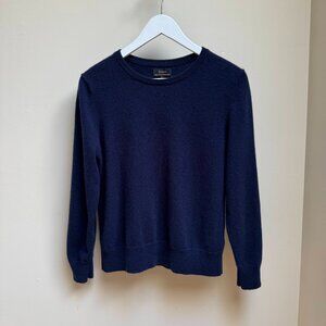 Quince 100% Mongolian Cashmere Cropped Crewneck Sweater – Navy